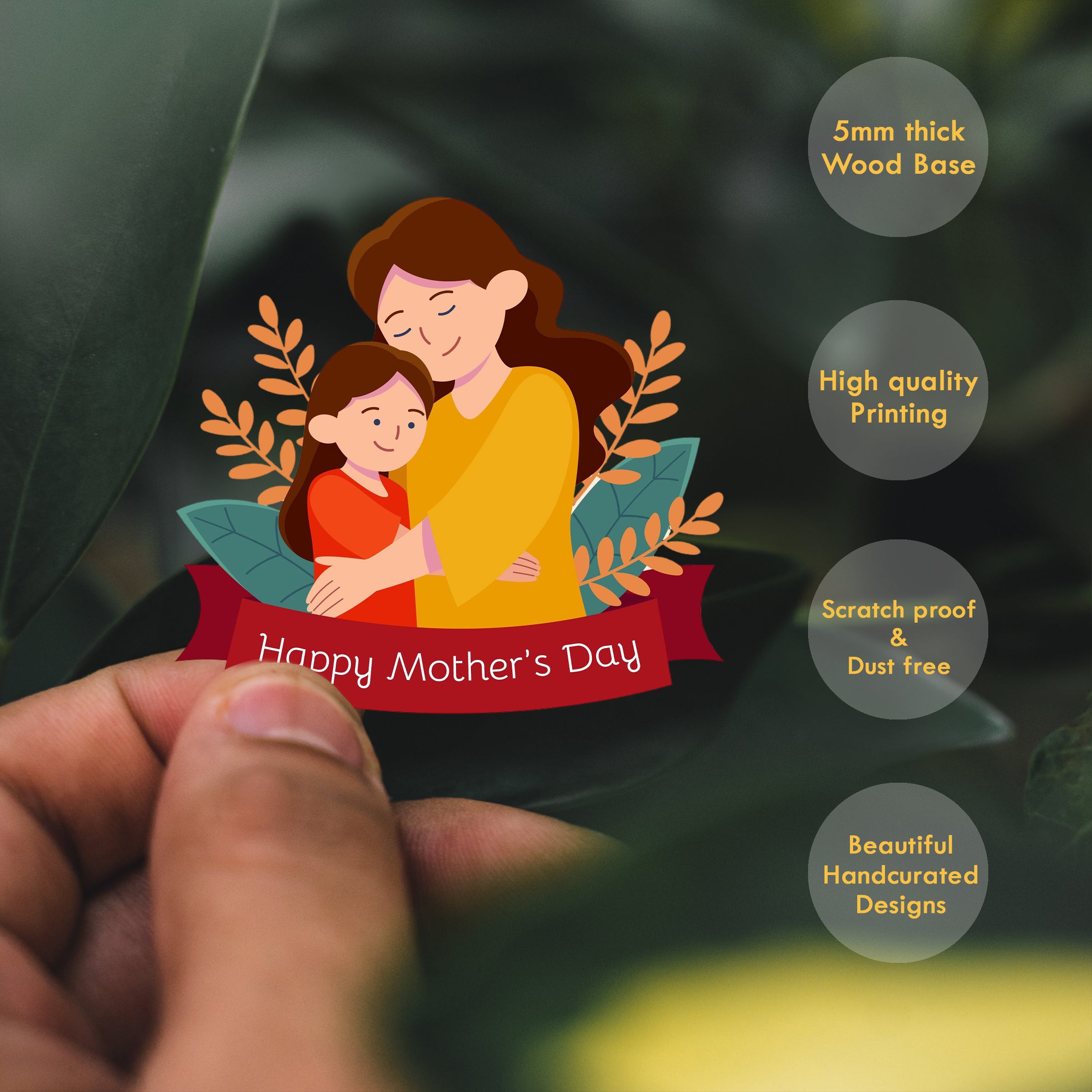 Wooden Fridge Magnet - Happy Mother Day