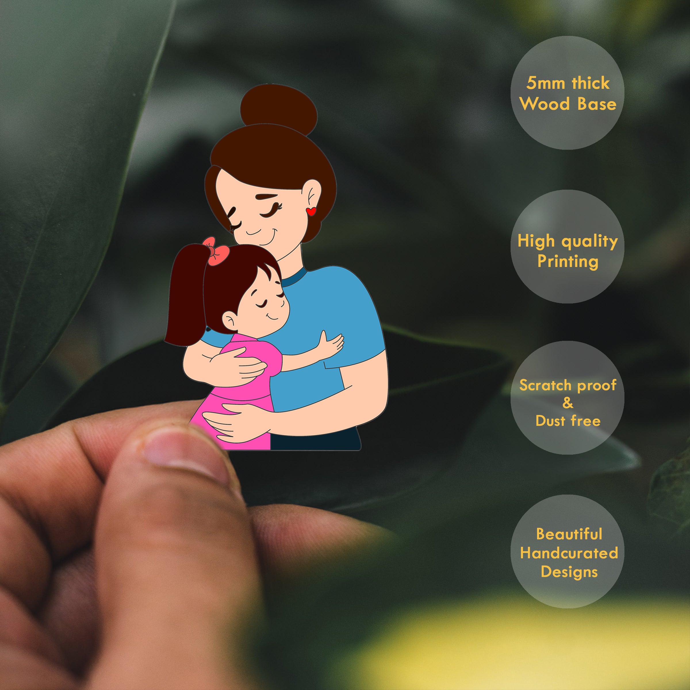 Wooden Fridge Magnet - Mother with Daughter