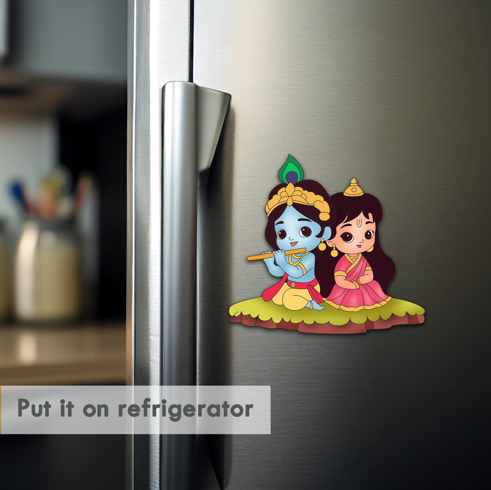 Wooden Fridge Magnet - Radha Krishna