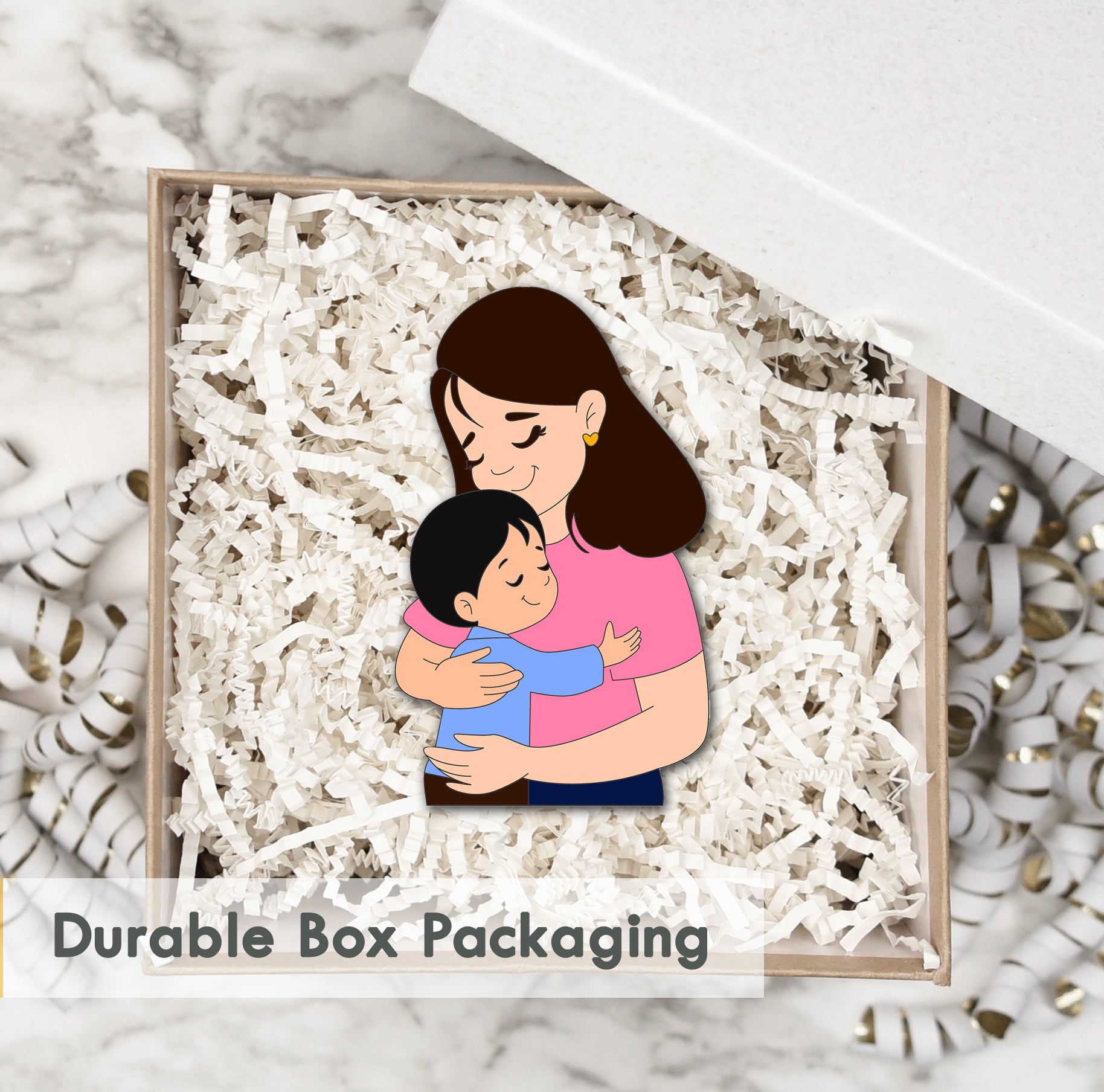 Wooden Fridge Magnet - Mother with Son