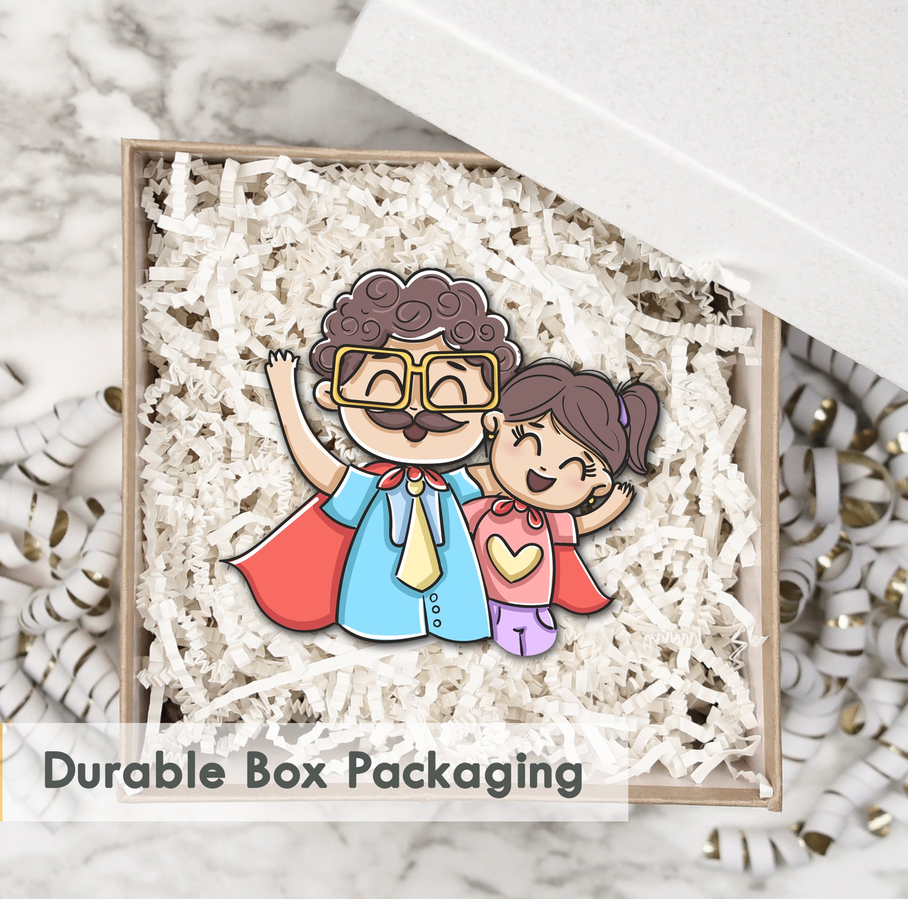 Wooden Fridge Magnet - Father with Daughter