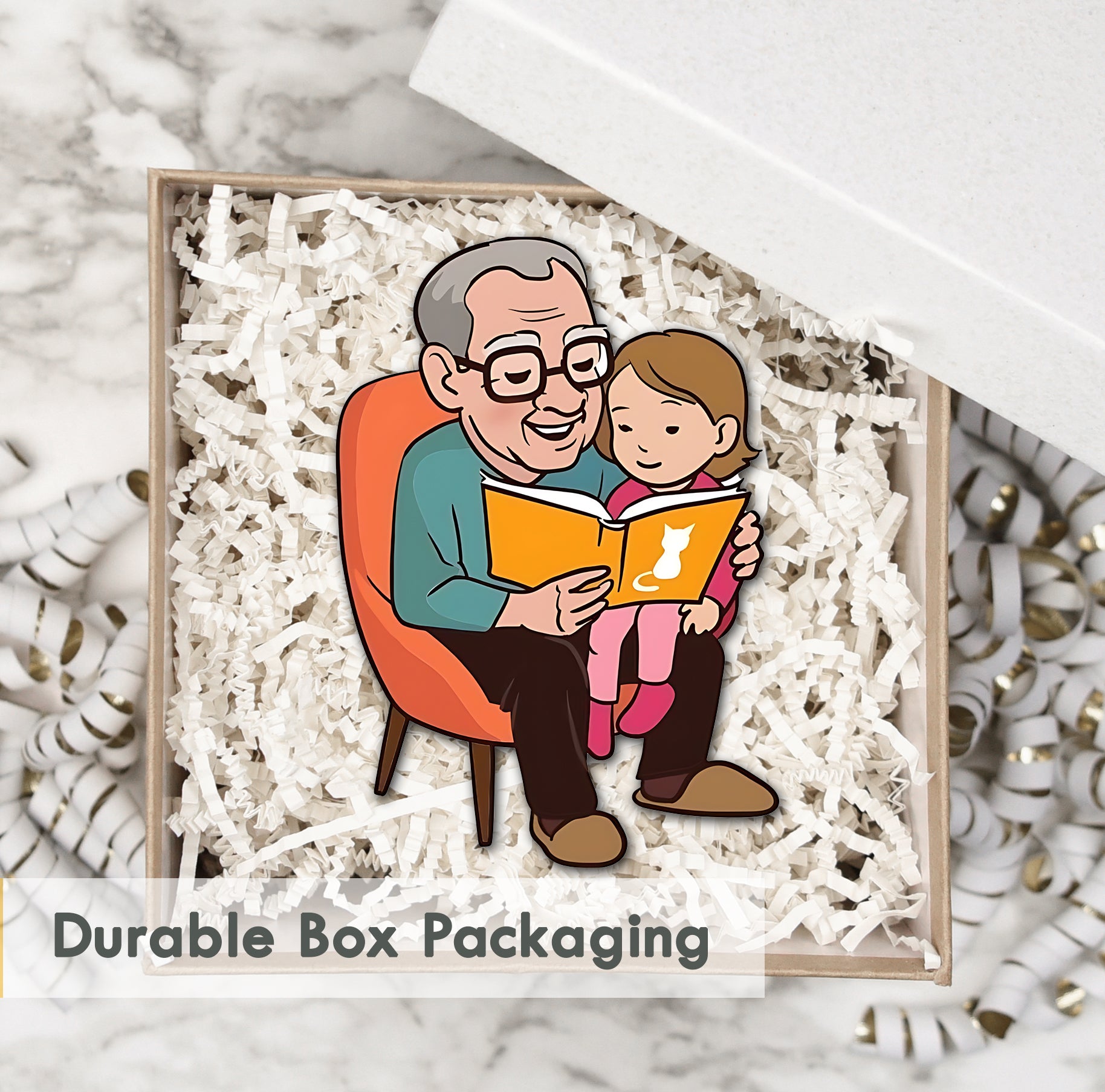 Wooden Fridge Magnet - Girl with Grandparent