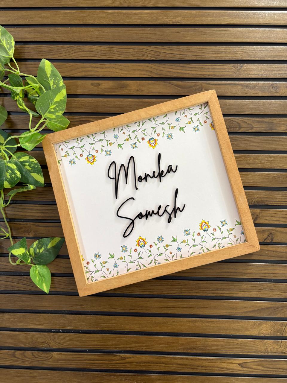 Home Name Plate 2 Layer - Elegant Floral