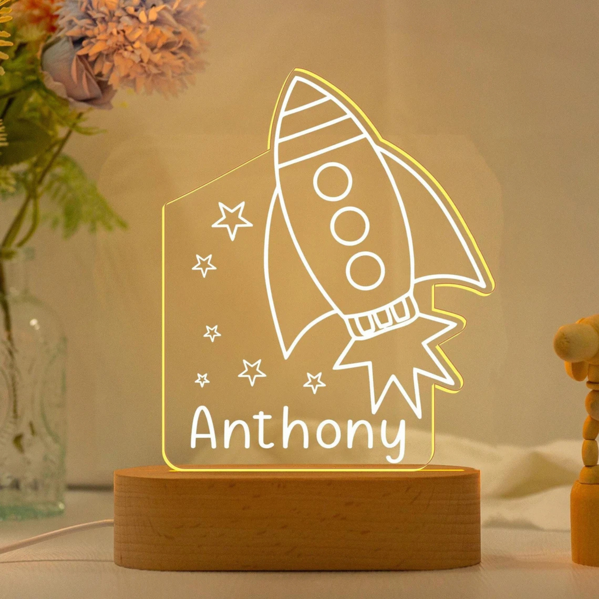 Customised LED Acrylic Night Lamp - Rocket