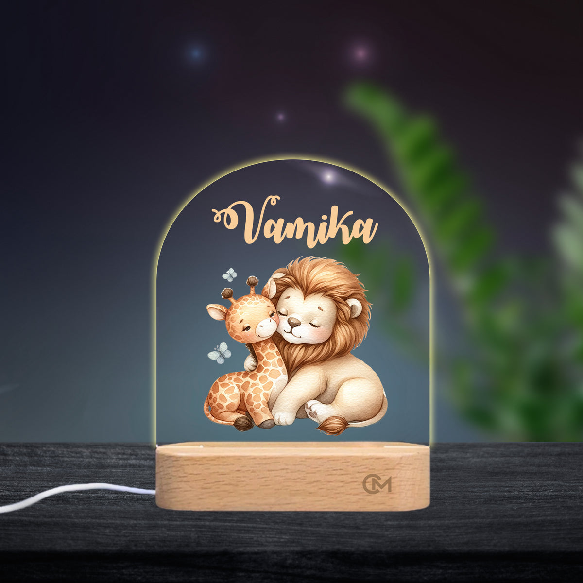 Customised LED Acrylic Night Lamp - Lion with Cute Deer