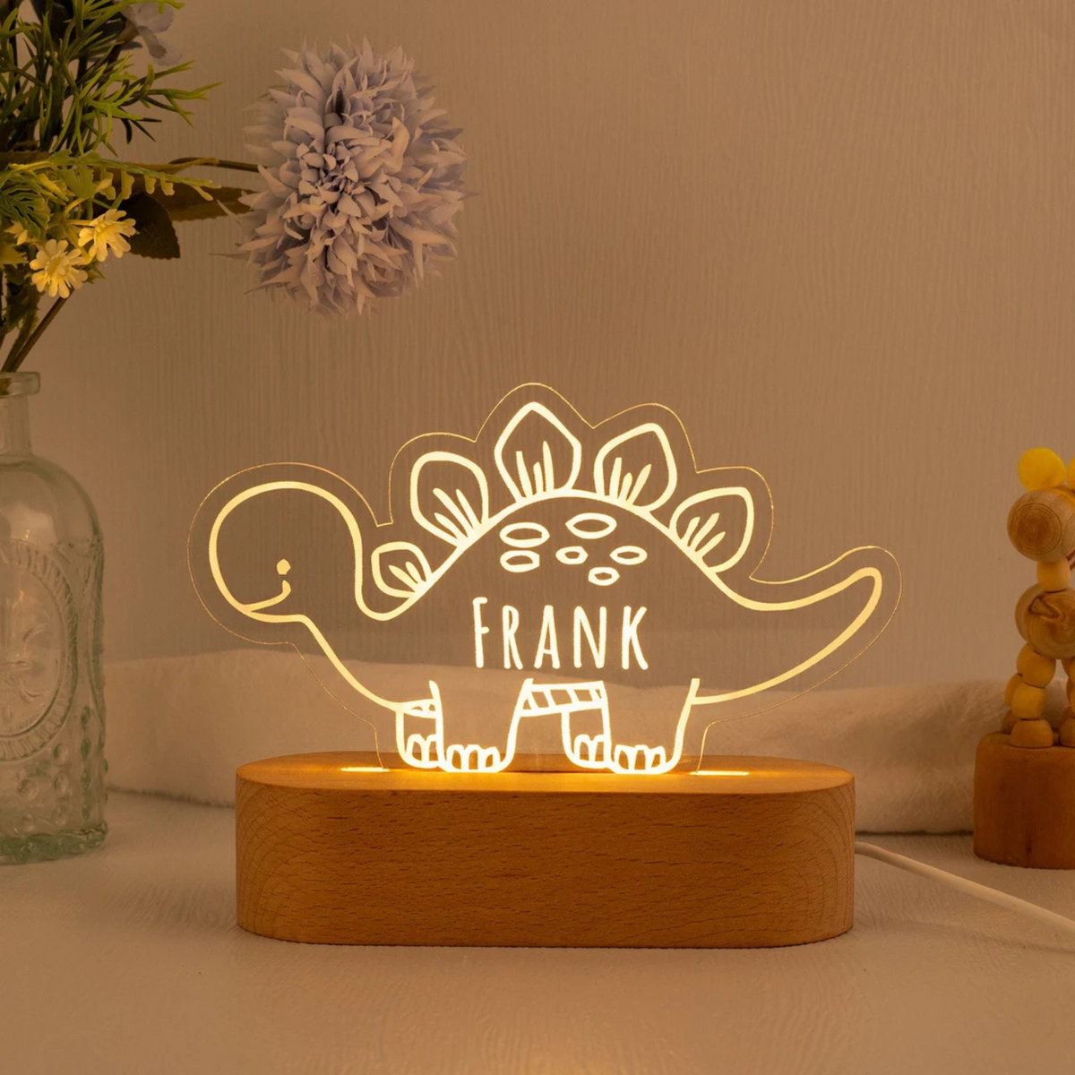 Customised LED Acrylic Night Lamp - Cute Dino