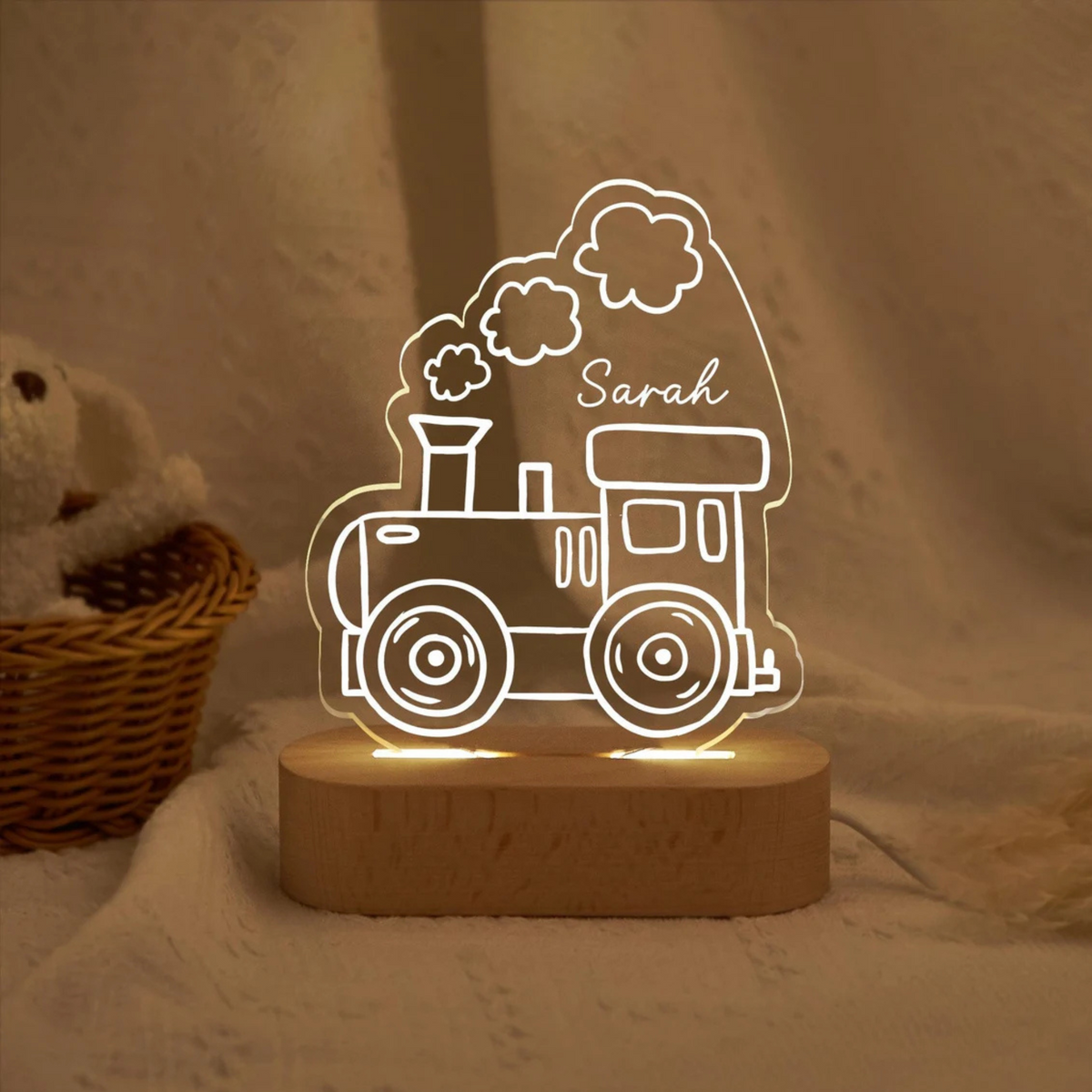 Customised LED Acrylic Night Lamp - Cute Tractor