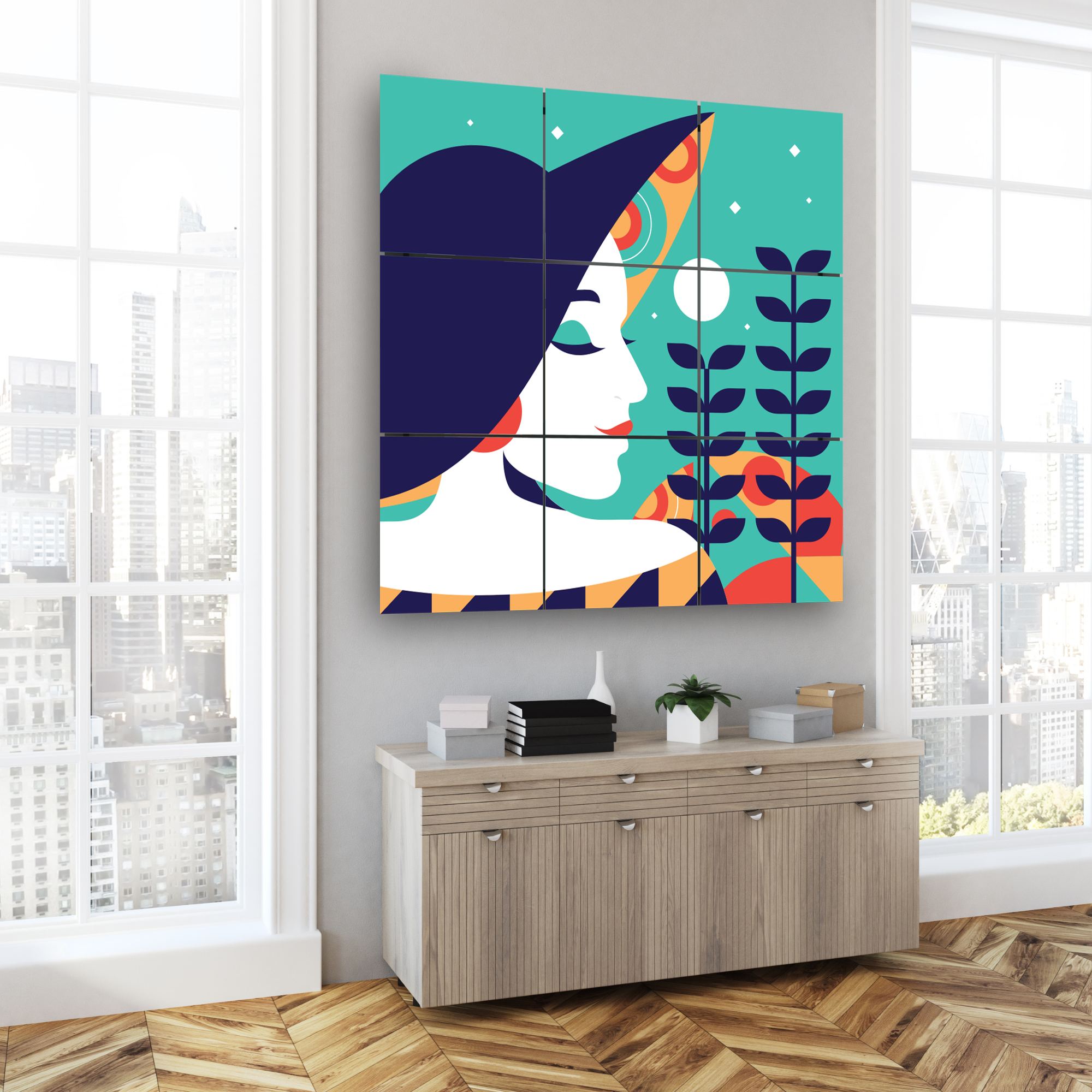 Wall Tiles Set - Abstract White Woman