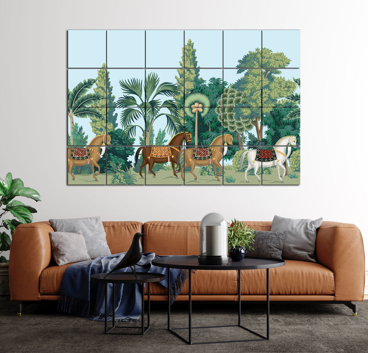 Wall Tiles Set -  Horses in Garden