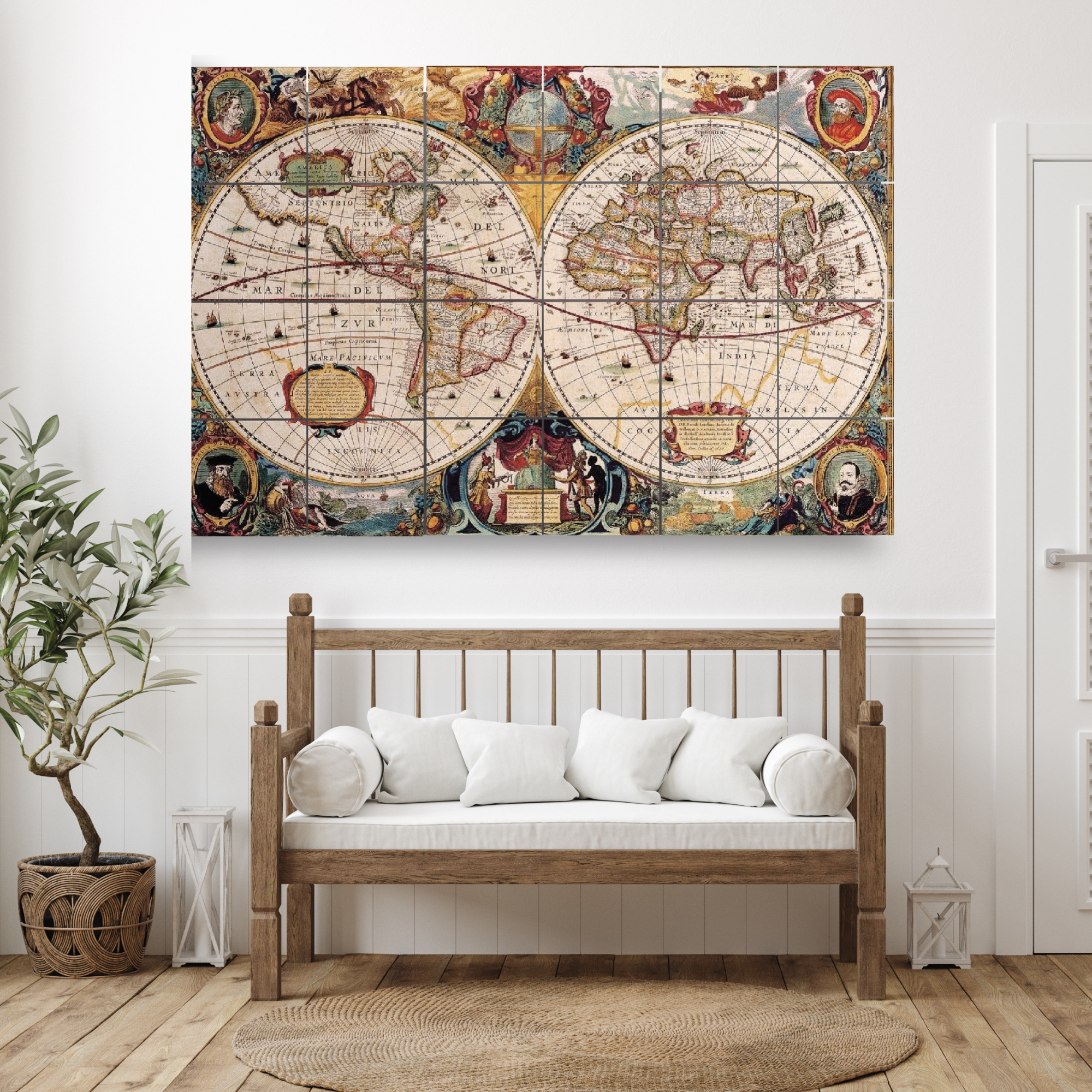 Wall Tiles Set - Ancient map of the World