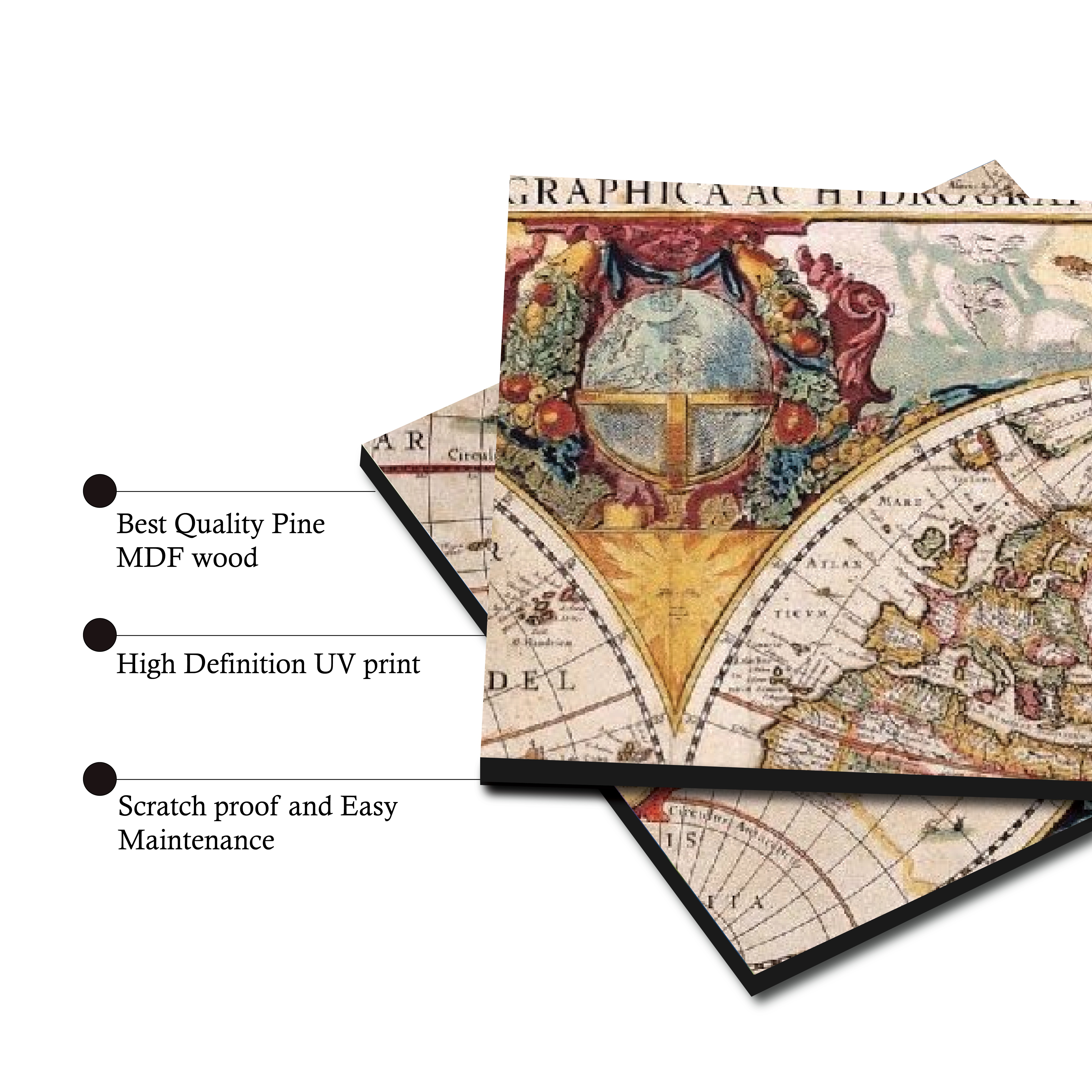 Wall Tiles Set - Ancient map of the World