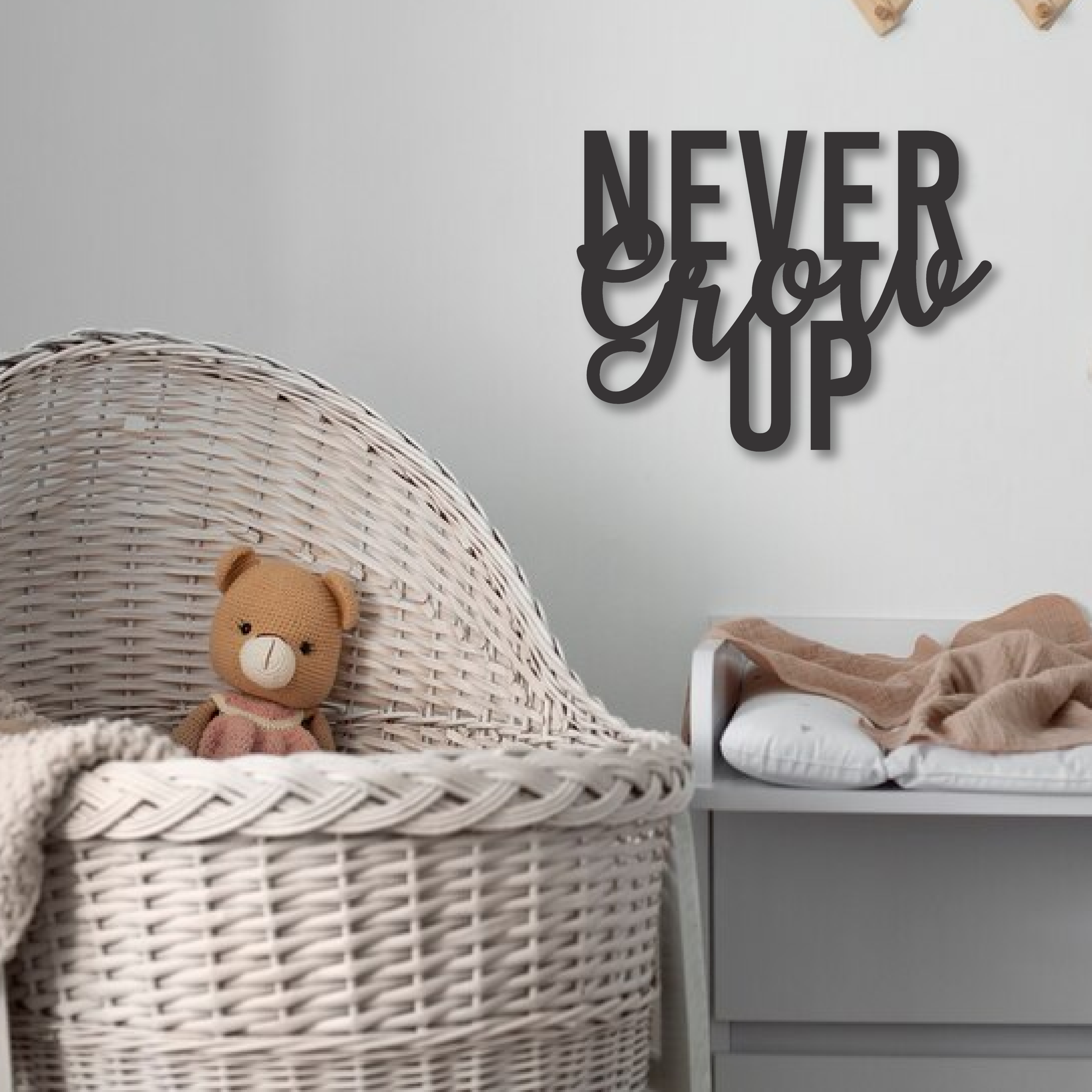 Wood Wall Cutouts -  Never Grow Up