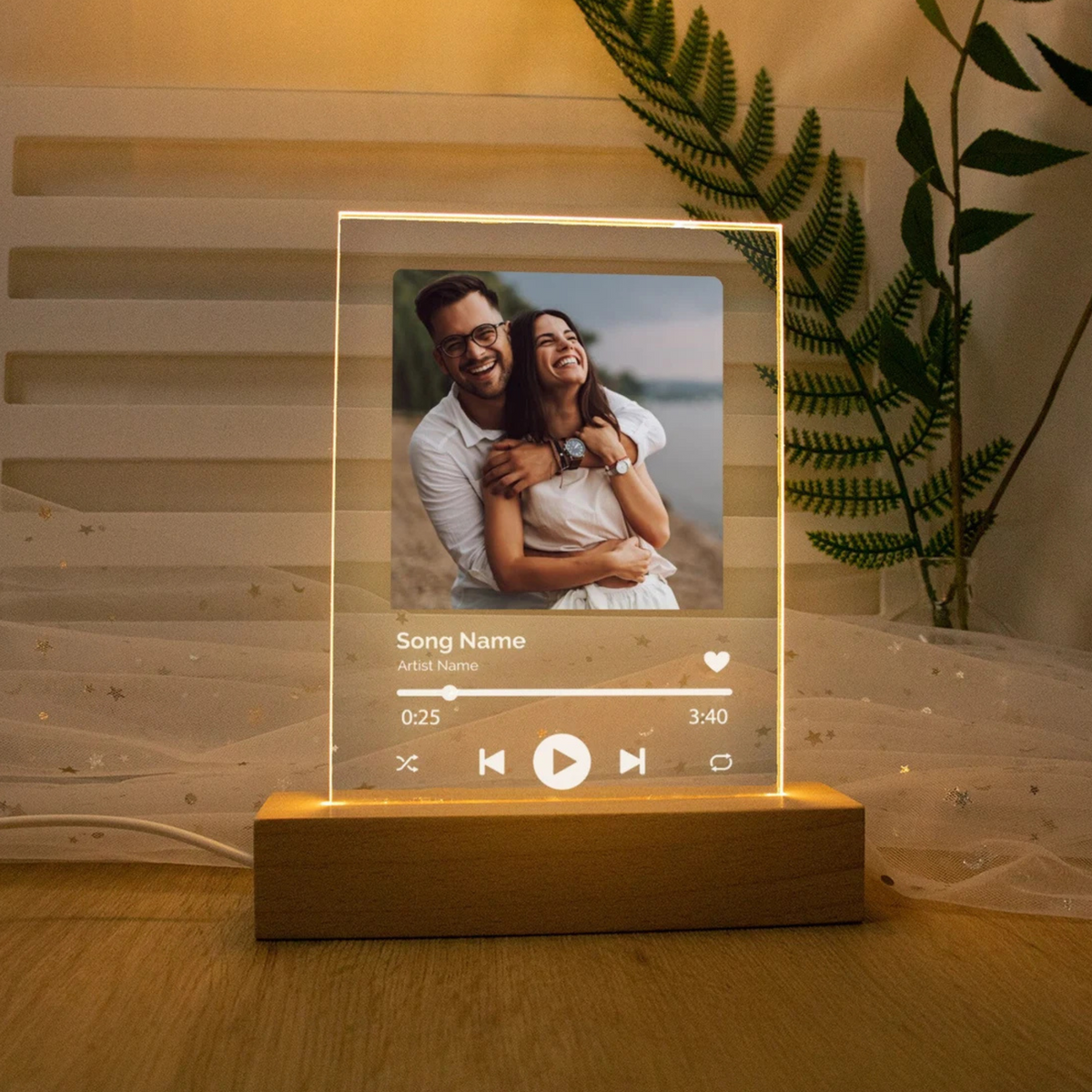 Customised LED Acrylic Night Lamp - Picture with song name