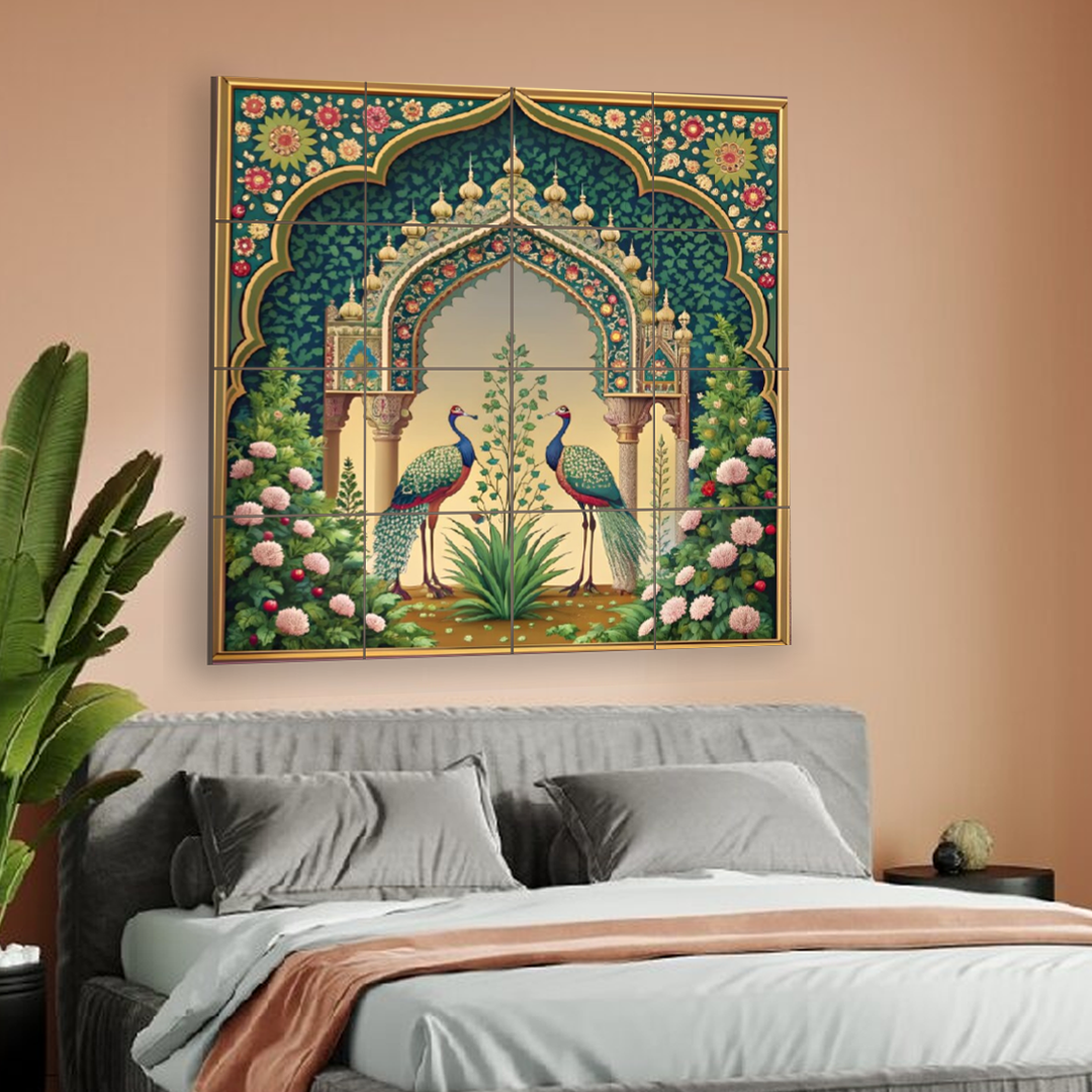 Wall Tiles Set - Peacock with Mughal Garden