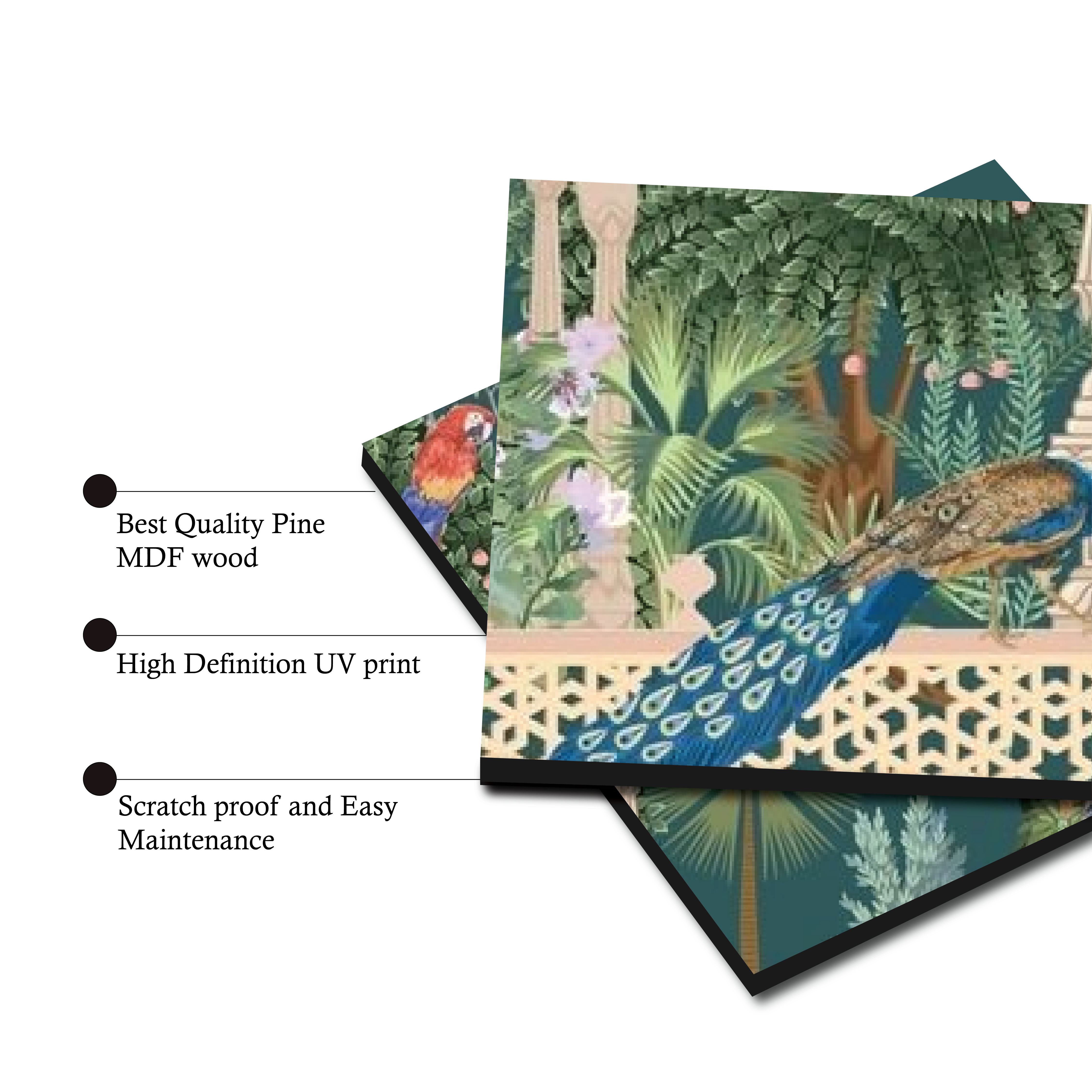 Wall Tiles Set - Peacock Couple in Garden